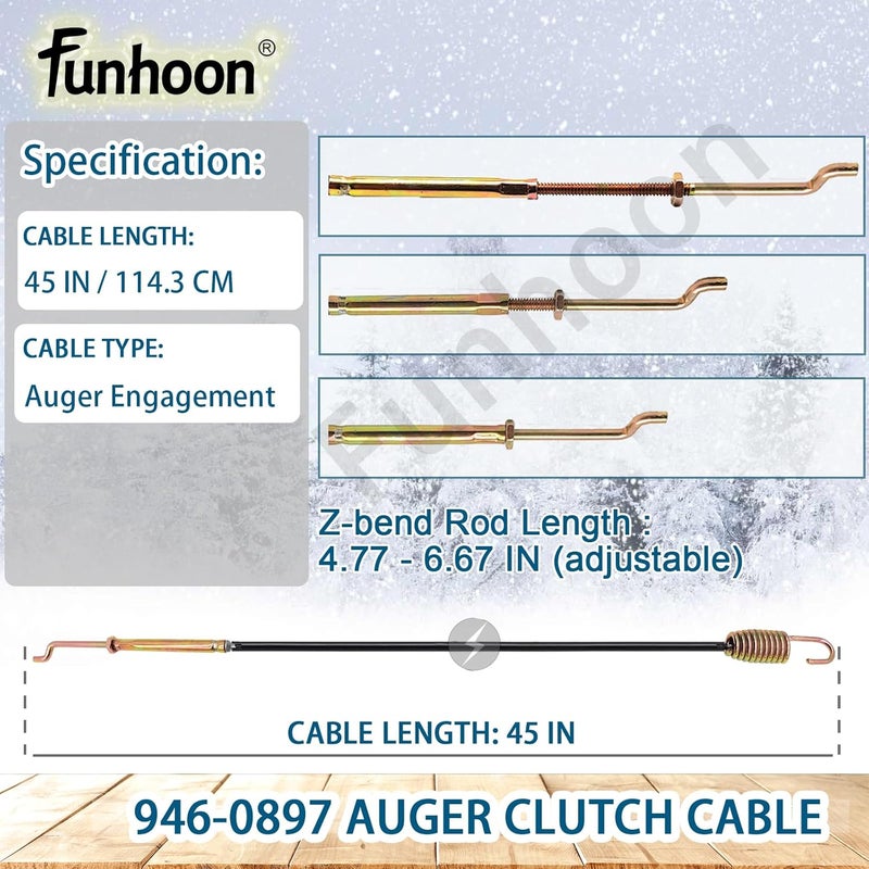 Funhoon 946-0897 Auger Clutch Cable for MTD, Yard Machine, Troy-Bilt, Cub Cadet, Craftsman Snow Blowers Replaces 946-0897A 746-0897 746-0897A - Image 2